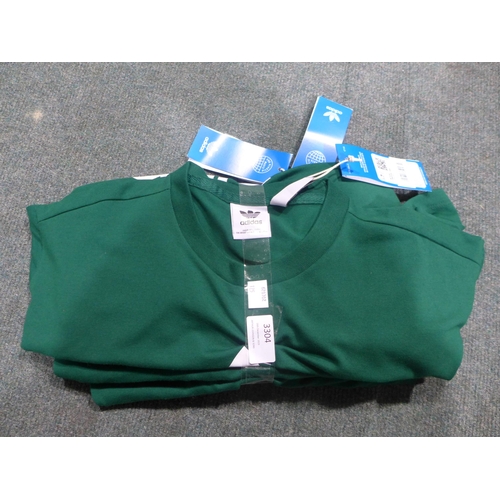 3304 - Three men's green Adidas T-Shirts, size L *This lot is subject to VAT