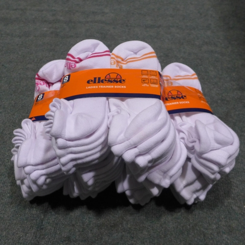 3365 - Five pk's of 8 - Ellesse ladies white trainer socks - UK size 4-8 *This lot is subject to VAT