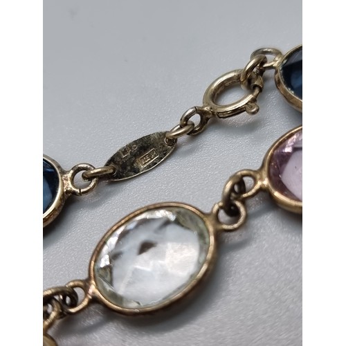 1038A - A multi-coloured stone set Italian Silver bracelet and necklace