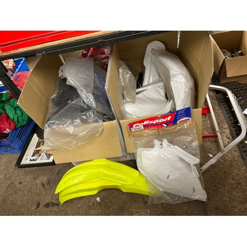 2330 - Two boxes of Motocross plastics, 10 complete sets plus extras