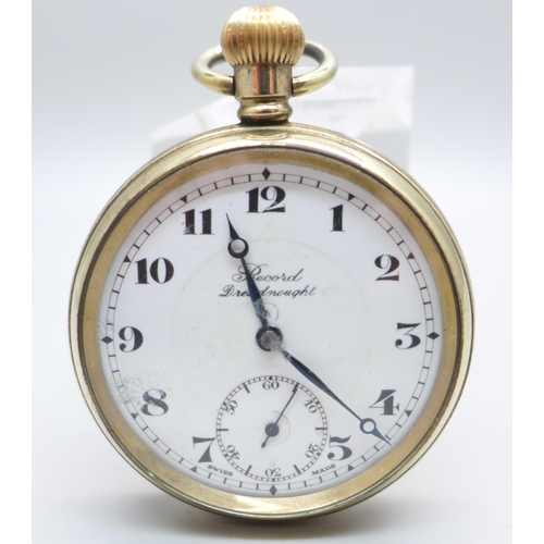 1004 - A Record Dreadnought pocket watch, 15 jewel