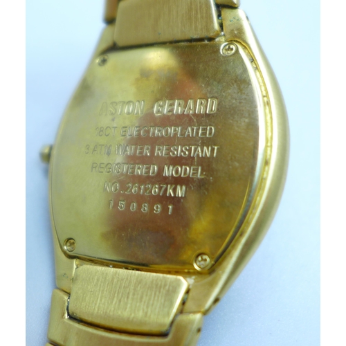 1020 - A gentleman's Aston Gerard 18ct electroplated wristwatch