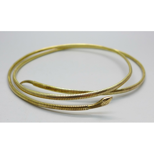 1034 - A vintage rolled gold snake collarette