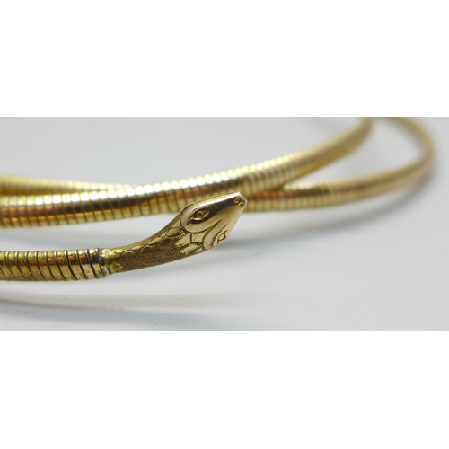 1034 - A vintage rolled gold snake collarette