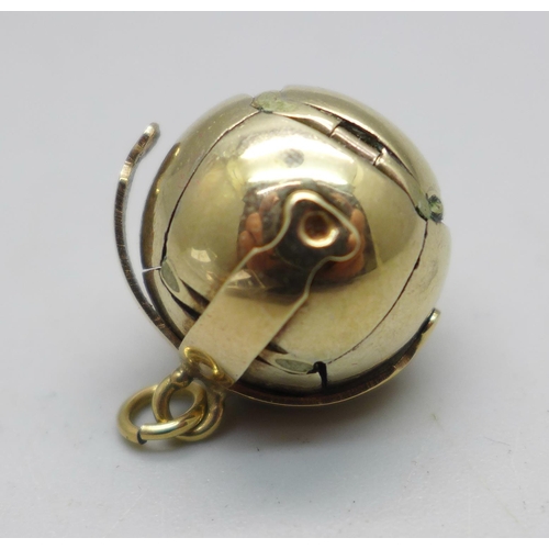 1057 - A 9ct gold on silver Masonic ball, hallmarked 9ct gold and hallmarked silver, silver mark Birmingham... 