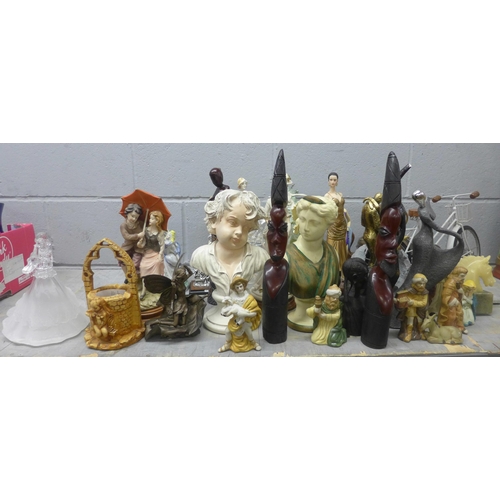 1123 - A collection of figures including carved African and Victorian style **PLEASE NOTE THIS LOT IS NOT E... 