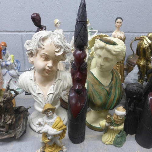 1123 - A collection of figures including carved African and Victorian style **PLEASE NOTE THIS LOT IS NOT E... 