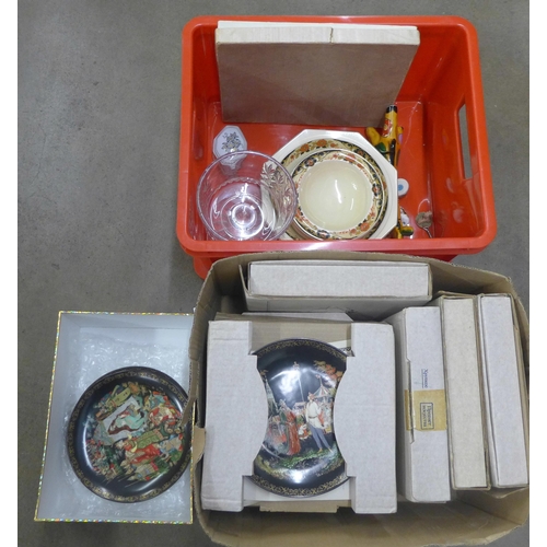 1132 - Two boxes of china and glass, collectors plates, etc. **PLEASE NOTE THIS LOT IS NOT ELIGIBLE FOR POS... 