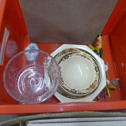 1132 - Two boxes of china and glass, collectors plates, etc. **PLEASE NOTE THIS LOT IS NOT ELIGIBLE FOR POS... 