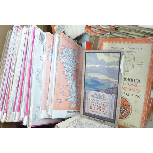 1135 - A box of Ordnance Survey and St. Bartholomew's maps and other travel maps, etc., 1912 onwards **PLEA... 