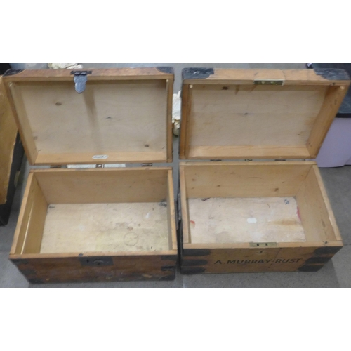 1138 - Two pine school tuck boxes **PLEASE NOTE THIS LOT IS NOT ELIGIBLE FOR POSTING AND PACKING**