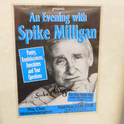 606 - Three autographed framed displays, Spike Milligan, Doris Day and Norman Wisdom