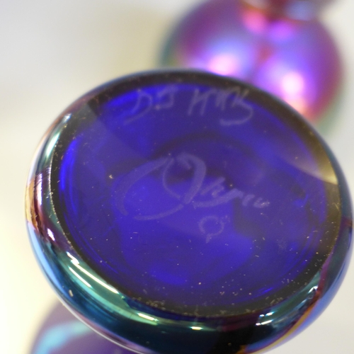 614 - Three Okra Glass Studios scent bottles, boxed