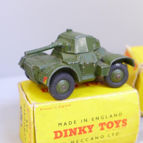628 - Dinky Toys military vehicles; 677 Armoured Command Vehicle, 626 Military Ambulance, 643 Army Water T... 