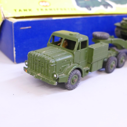 630 - A Dinky Toys 660 Tank Transporter and Tank, boxed, box a/f