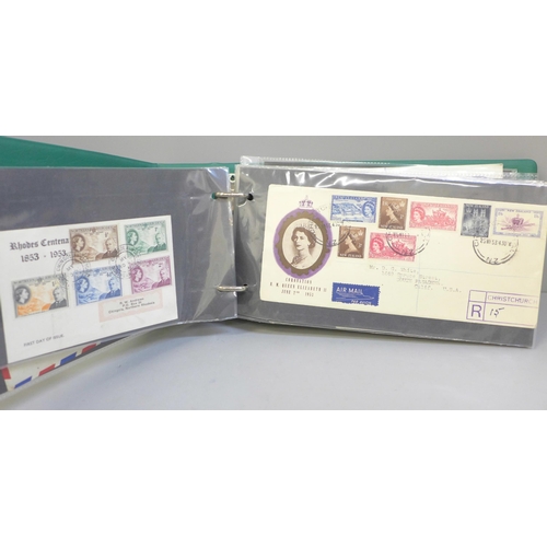 634 - Stamps; an album of Queen Elizabeth II Commonwealth first day covers and postal history, 1953 to 196... 