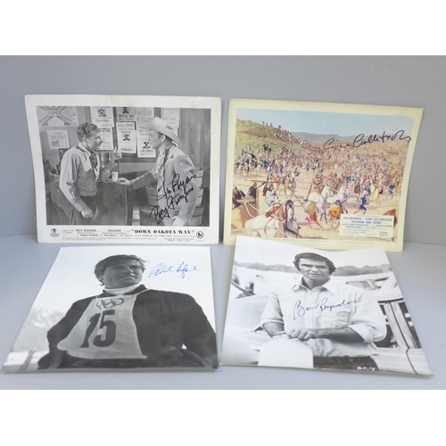 635 - Autographed and facsimile autographed photographs, lobby cards of Roy Rogers, Burt Reynolds, Robert ... 