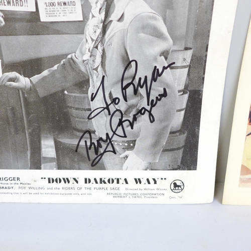 635 - Autographed and facsimile autographed photographs, lobby cards of Roy Rogers, Burt Reynolds, Robert ... 