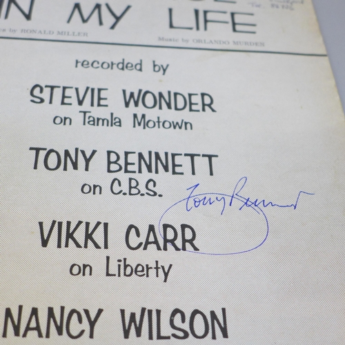 647 - Music autographs; Elton John and Leann Rymes CD display, Brenda Lee, other 1960's, etc.