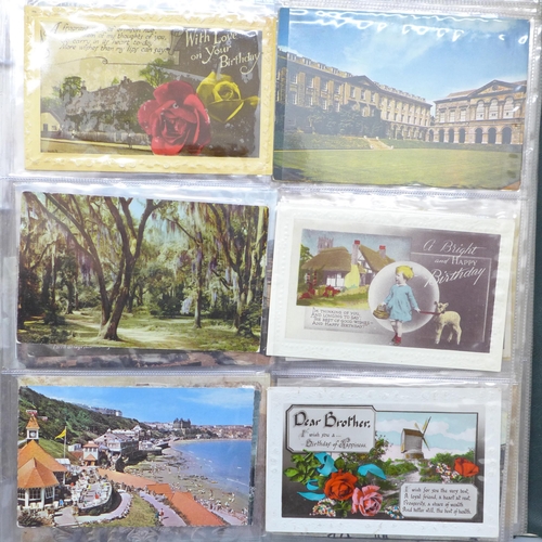 656 - An album of postcards and greetings cards, (83)