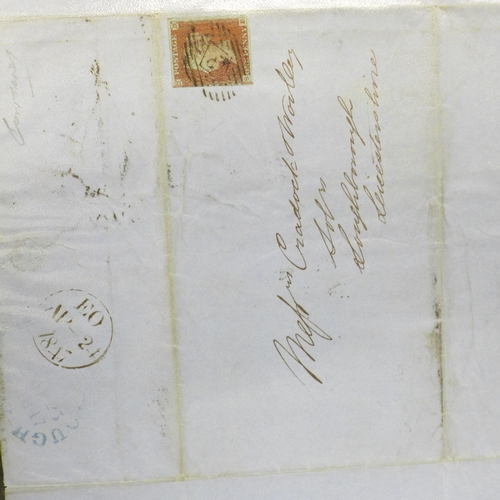 664 - Stamps; a file of GB Queen Victoria 1d reds, imperforated and perforated, loose and on cover