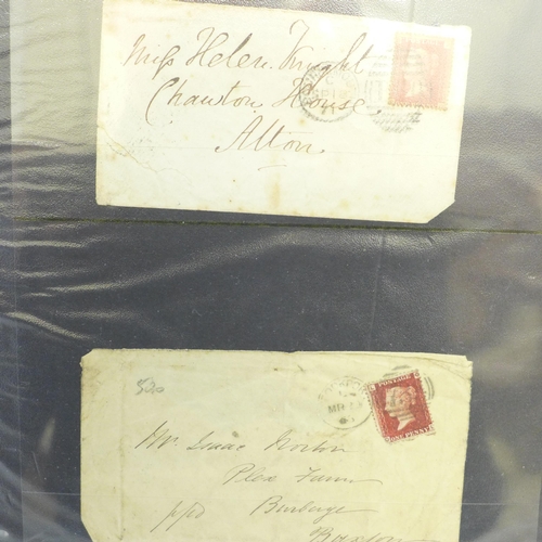 664 - Stamps; a file of GB Queen Victoria 1d reds, imperforated and perforated, loose and on cover