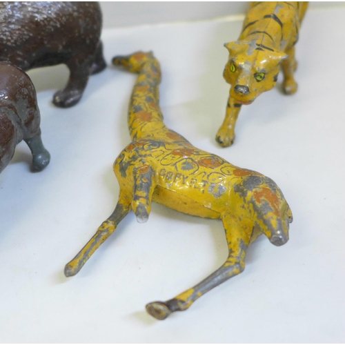 670 - Sixteen cold painted lead toy animal figures, two marked J. Hill & Co and Johillco, four a/f