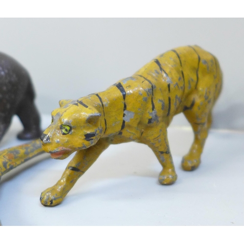 670 - Sixteen cold painted lead toy animal figures, two marked J. Hill & Co and Johillco, four a/f