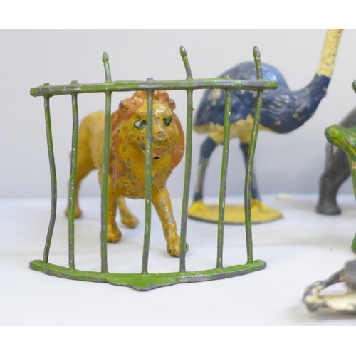 670 - Sixteen cold painted lead toy animal figures, two marked J. Hill & Co and Johillco, four a/f