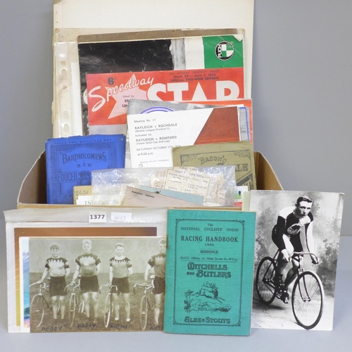 676 - Cycling ephemera; a box of pedal cycle and motorcycling ephemera