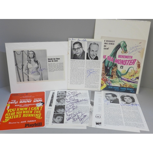 681 - A selection of autographs, two in displays, Veronica Carlson and Andre Morell