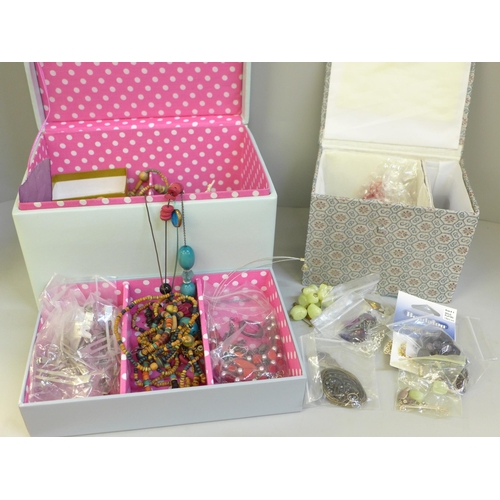 685 - Two boxes of costume jewellery