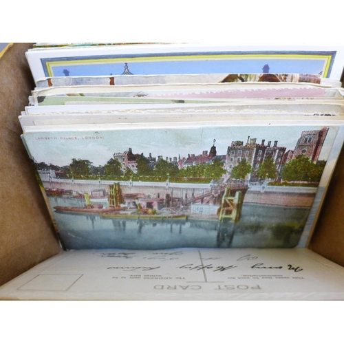 696 - A box of postcards, vintage to modern