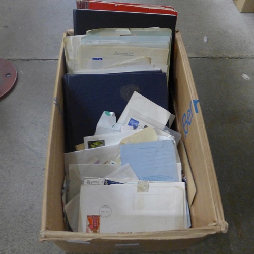 705 - Stamps; a box of stamps, covers, etc., loose and in albums