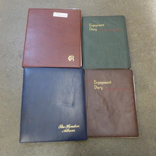 719 - Two Engagement Diaries, The Paper Bag Maker's Diary, 1939 and 1940, postcards, other collectors card... 