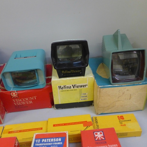 723 - Kodak slides mainly Holy Land, plus slide viewers, binoculars and lenses