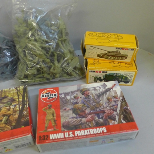 737 - Airfix HO scale plastic soldiers and armoured vehicles, some boxed