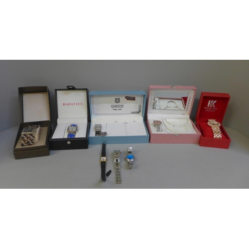 739 - Eight lady's watches, five boxed