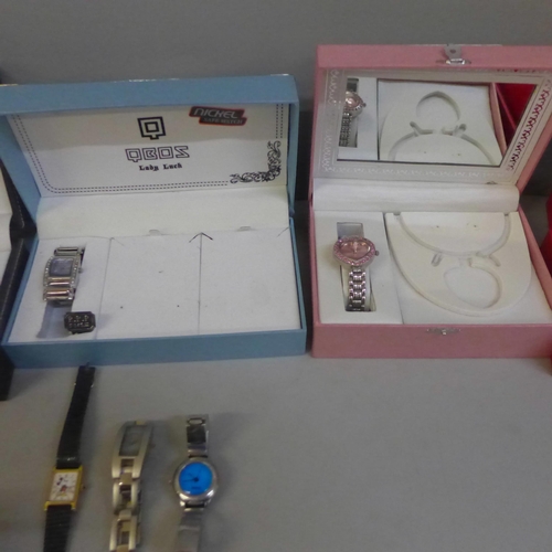 739 - Eight lady's watches, five boxed