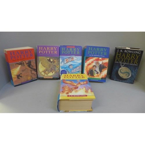 750 - Six Harry Potter books including three first editions