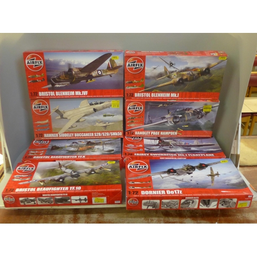 752 - Eight 1:72 scale Airfix kits of WWII and later aircraft, all unopened