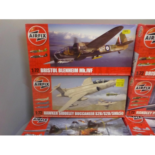 752 - Eight 1:72 scale Airfix kits of WWII and later aircraft, all unopened