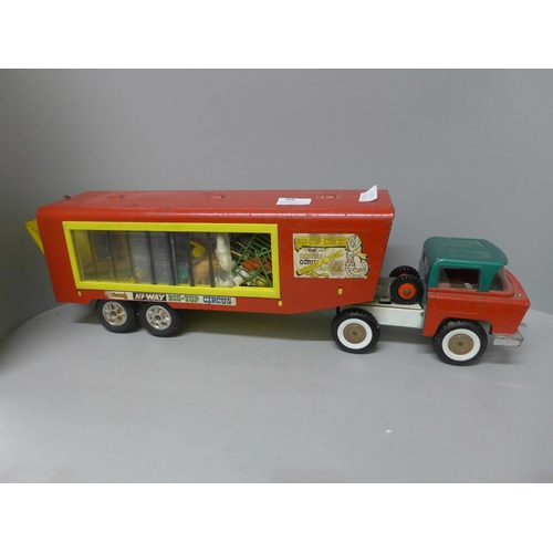 769 - A Tri-ang HiWay Big Top Circus Transporter with animals