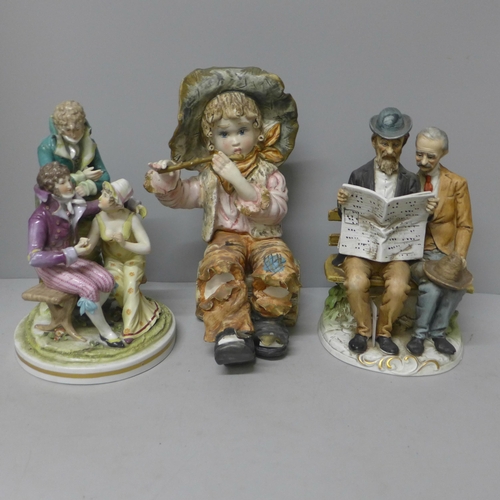 782 - A Neapolitan figure, a/f, restored, and two other Neapolitan style figures