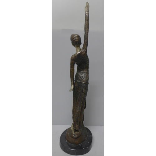 786 - An Art Deco style bronze figure on a marble base, 50cm