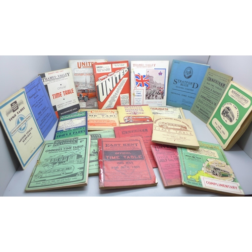 798 - Twenty-two bus and coach company timetables, 1929-50