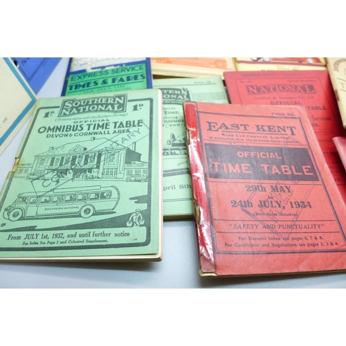 798 - Twenty-two bus and coach company timetables, 1929-50