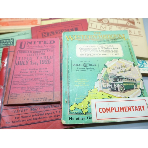 798 - Twenty-two bus and coach company timetables, 1929-50