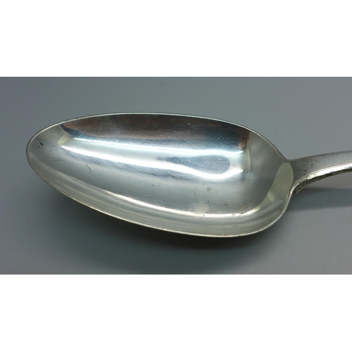 803 - A George IV large silver basting spoon, London 1828, 120g, 30cm