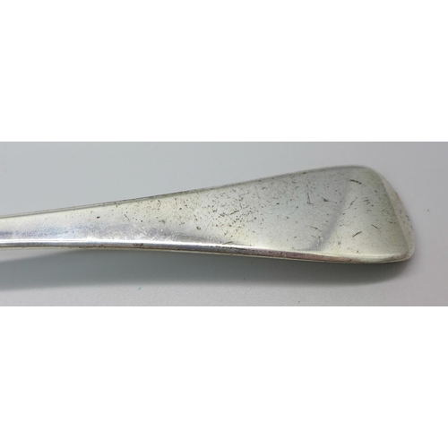 803 - A George IV large silver basting spoon, London 1828, 120g, 30cm